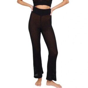 Spiritual Gangster Camilla Black Crochet Wide Leg Pants - Size Large - NWT